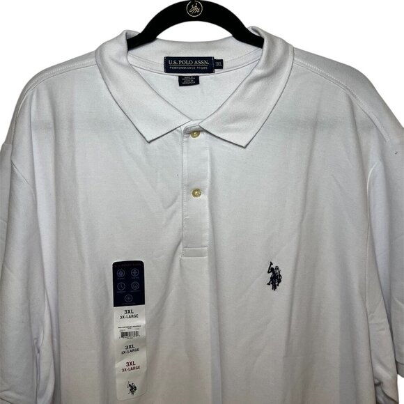 U.S Polo Performance Classic Men White Solid Polo Short Sleeve Size: 3XL - Picture 4 of 5